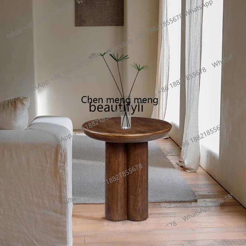

E153 Design Coffee Table All Solid Wood Vintage Wabi-Sabi Style Living Room Sofa Artistic Creative Side Table