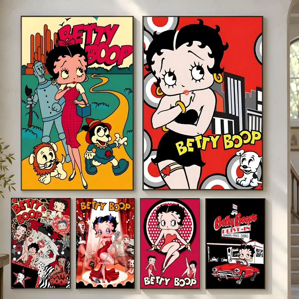 Fashion Cute B-Betty B-Boop Glamorous Poster Premium Modern Waterproof Wall Art Pictures for Bedroom Living Room Bar Decor