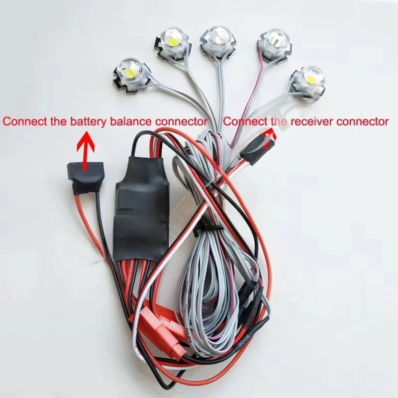 1PCS RC Aircraft Night Flying Light Remote Control Strobe Flashing 5W LED Lamp Bright Lights 2S 3S 4S 5S 6S JST Plug Parts