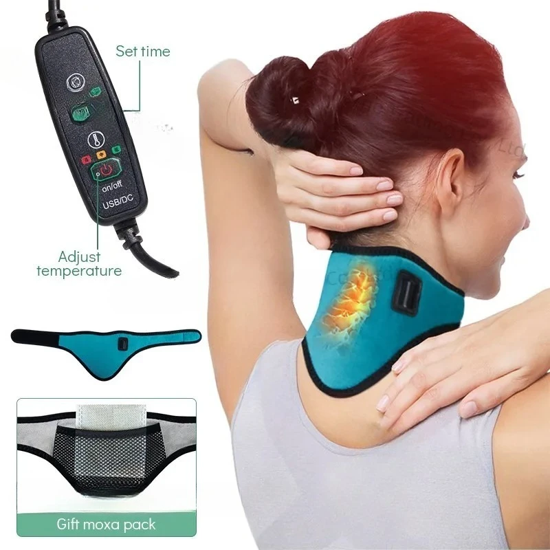 Electric Heating Neck Brace Cervical Vertebra Fatigue Therapy Reliever Neck Pain Relieve Strap Moxibustion Health Care Tool