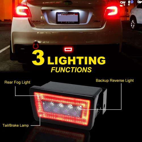 Imagen 2 del producto Para Subaru Impreza WRX/STI o Crosstrek 3 en 1 función de luz antiniebla trasera LED completa como lámpara trasera/freno, luz de marcha atrás de respaldo