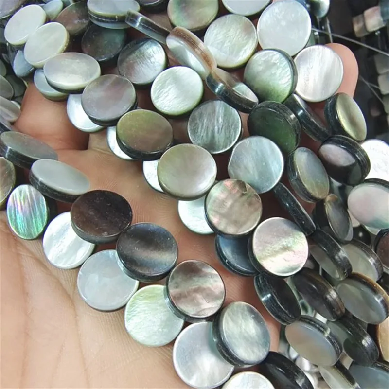 1 String Natural Black Shell Beads Seawater Mother Of Pearl DIY Jewelry Findings 8MM 10MM 12MM 15MM For Women Necklace Makings