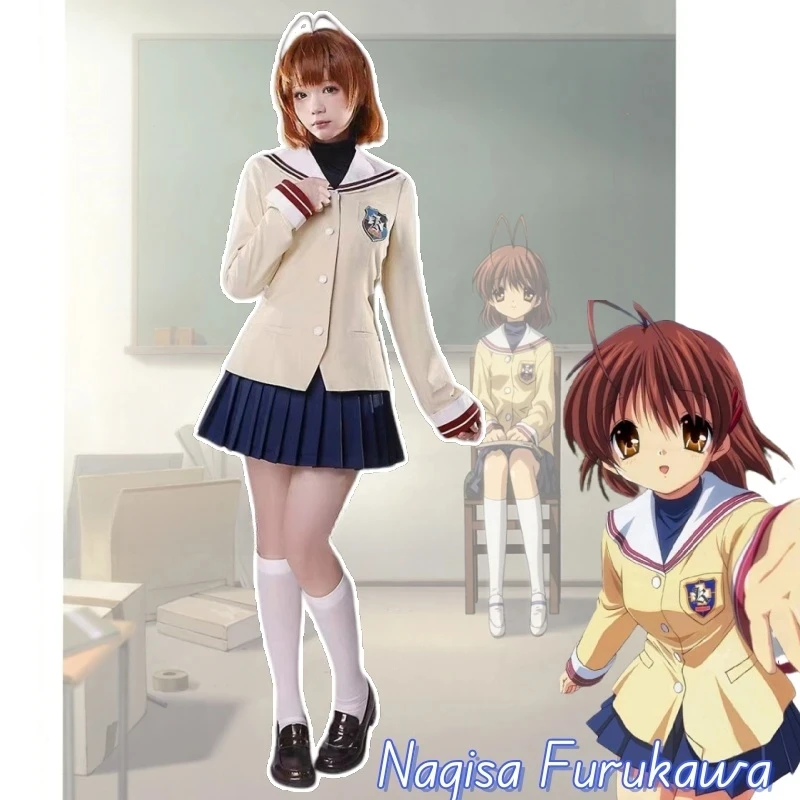 

Nagisa Furukawa Cosplay Anime CLANNAD Costume Fujibayashi Kyou School Uniforms Dress Skirt Suit Game School Uniform JK Cos