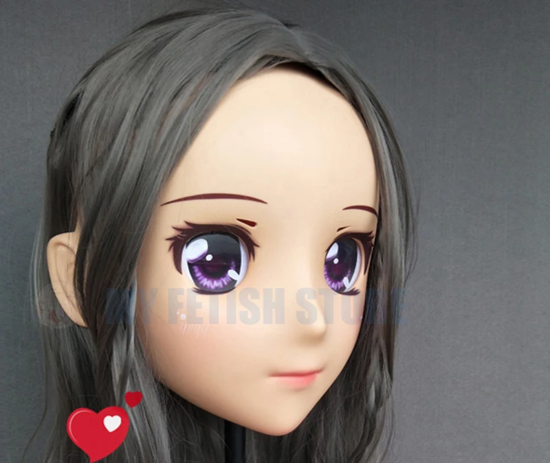 (GL91961) Sweet Girl Resin Half Head Female Kigurumi Crossdress Cosplay Japanese Anime Role Lolita Doll Mask Full Set