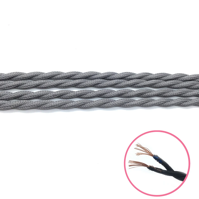 5M 10M Vintage Textile lamp Wire Edison Style Twisted Cable Decorative Fabric Electric Wire 2*0.75MM Pendant Light Lamp Wire