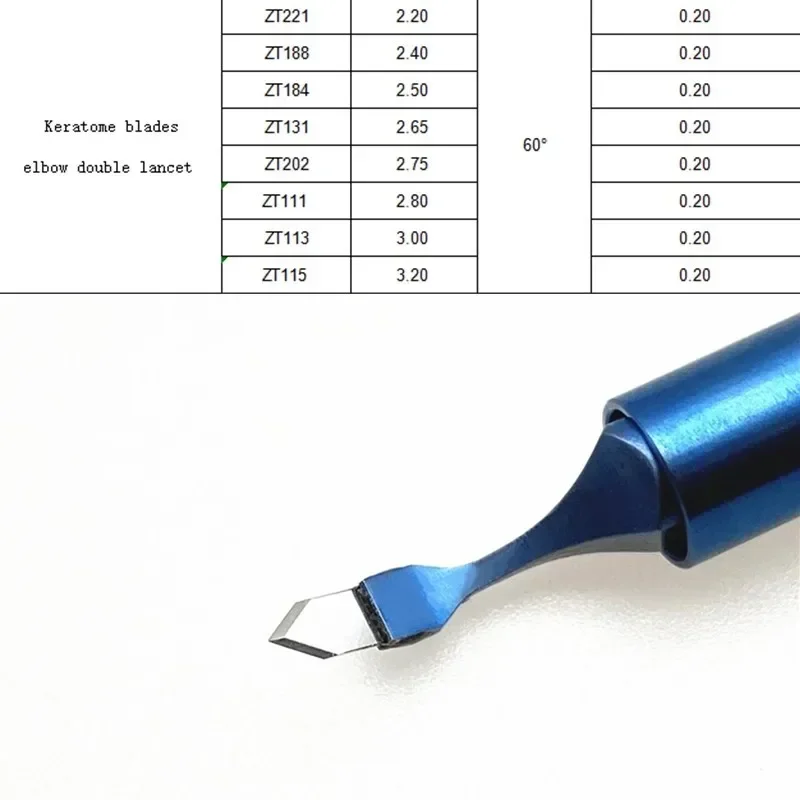 Imagem -04 - Conjunto Lâmina de Queratoma Safira Cotovelo Duplo Lancet Instrumentos Cirúrgicos Veterinários Instrumento Cirúrgico Oftálmico 1
