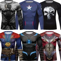 Supereroe Spiderman camicie a compressione uomo Sport T-Shirt manica lunga abbigliamento sportivo Rashgard Jersey palestra Fitness T Shirt uomo T Shirt