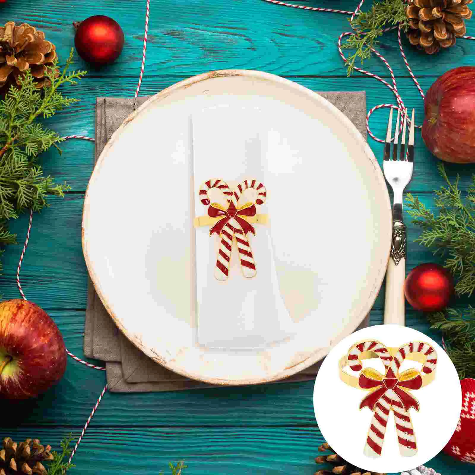 4 Pcs Christmas Bow Festival Alloy Creative Napkin Buckle Ring 4pcs Garland Gift Holder Candy Table Rings Buckles Banquet