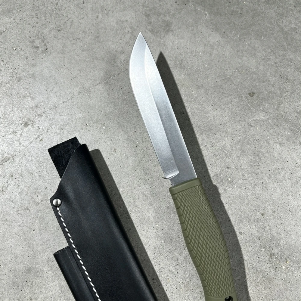 200 EDC Fixed Blade Straight Knife Anti-slip Green Handle D2 Blade Multifunctional Outdoor Camping Hunting Tool