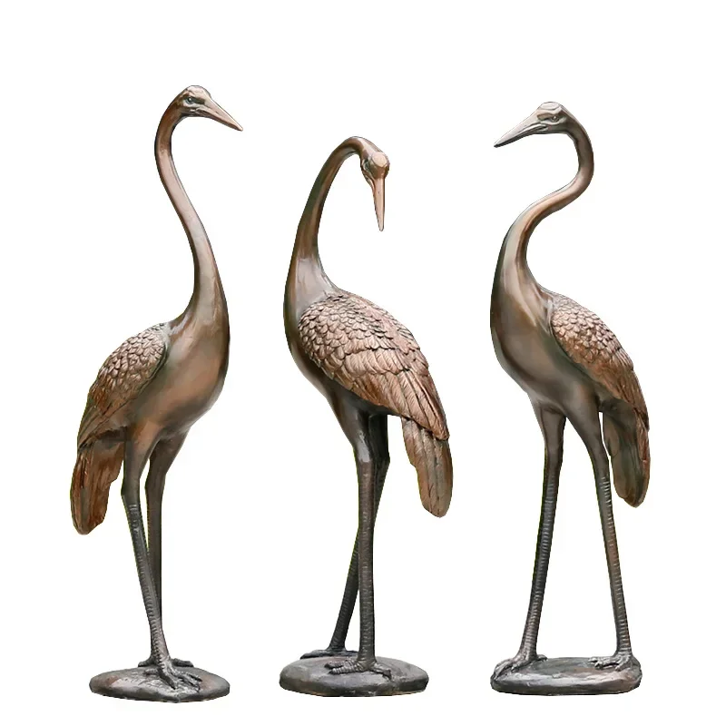 Imitation copper abstract crane sculpture ornament sales department new Chinese courtyard decoration outdoor garden scenery