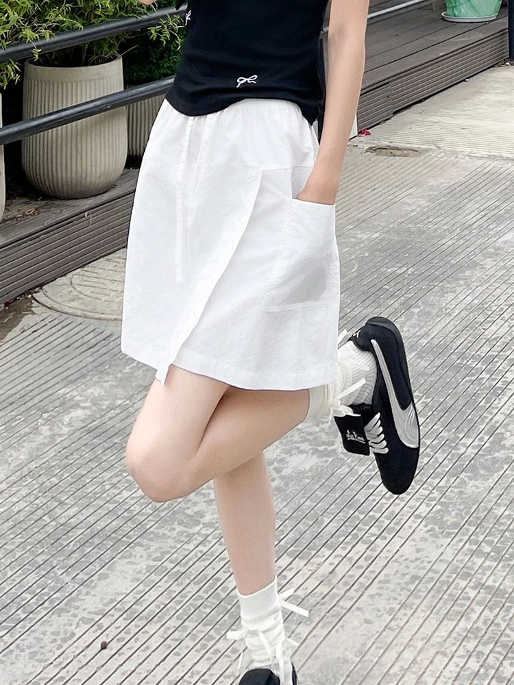 Sommer-Damen-Shorts Schnelltrocknend Leichtgewichtig Mit Taschen Vorderer Schlitz Cargo-Hose Hohe Taille Knielange Shorts Sportliche Freizeithose – Detail 8