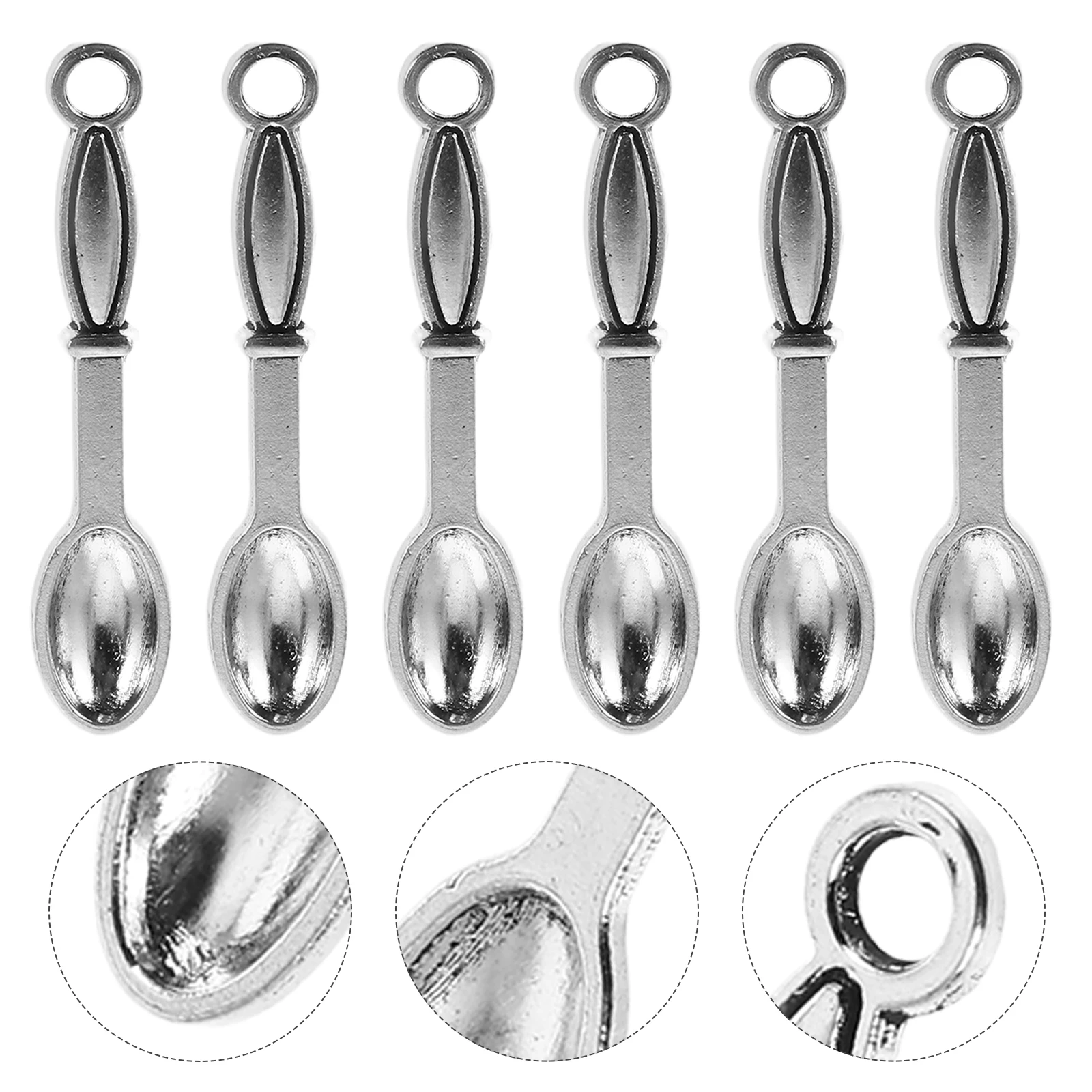 

100pcs Miniature Alloy Diy Bracelet Keychain Supplies Vintage Spoon Pendant Charms Crafts Party Decor Zinc Alloy Tiny Spoon