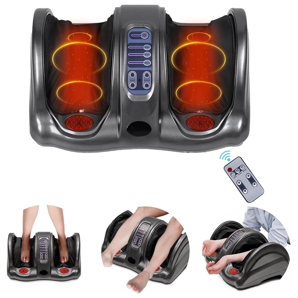 

Smart Library Electric Feet And Calf Shiatsu Roller Vibration Blood Circulation Booster Foot Massager Machine With Remote Contro