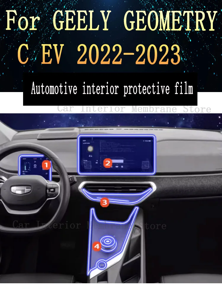 

For GEELY GEOMETRY C EV 2022 Gearbox Panel Navigation Screen Automotive Interior TPU Protective Film Cover Anti-Scratch Sticker