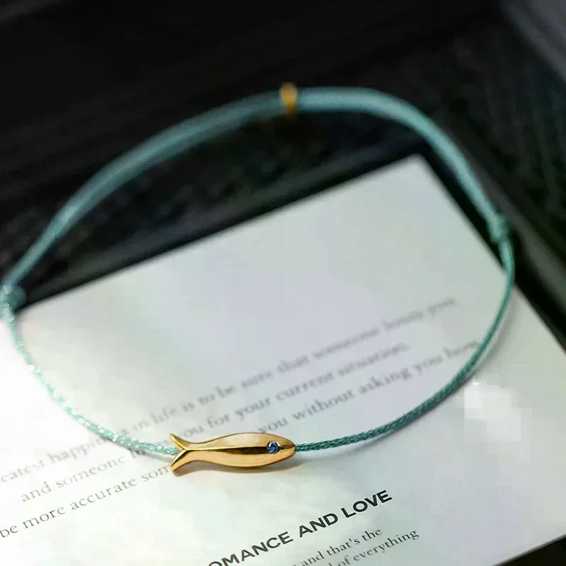 /HTF/Fish Braided Rope Anklets For Women Bohemian Style Blue And Red Rope Fashion Leg Foot Chain Summer Beach Jewelry Cute