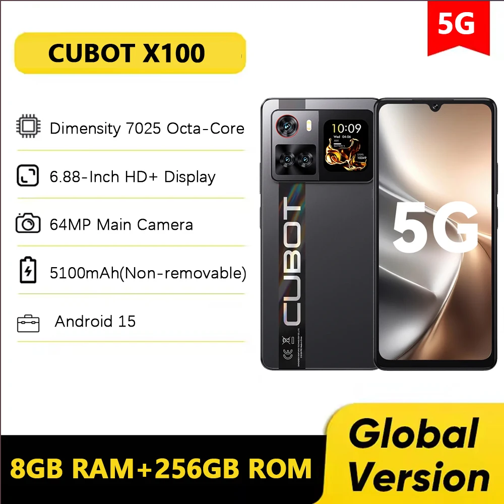 Смартфон CUBOT X100 5G, Android 15, размер 7025