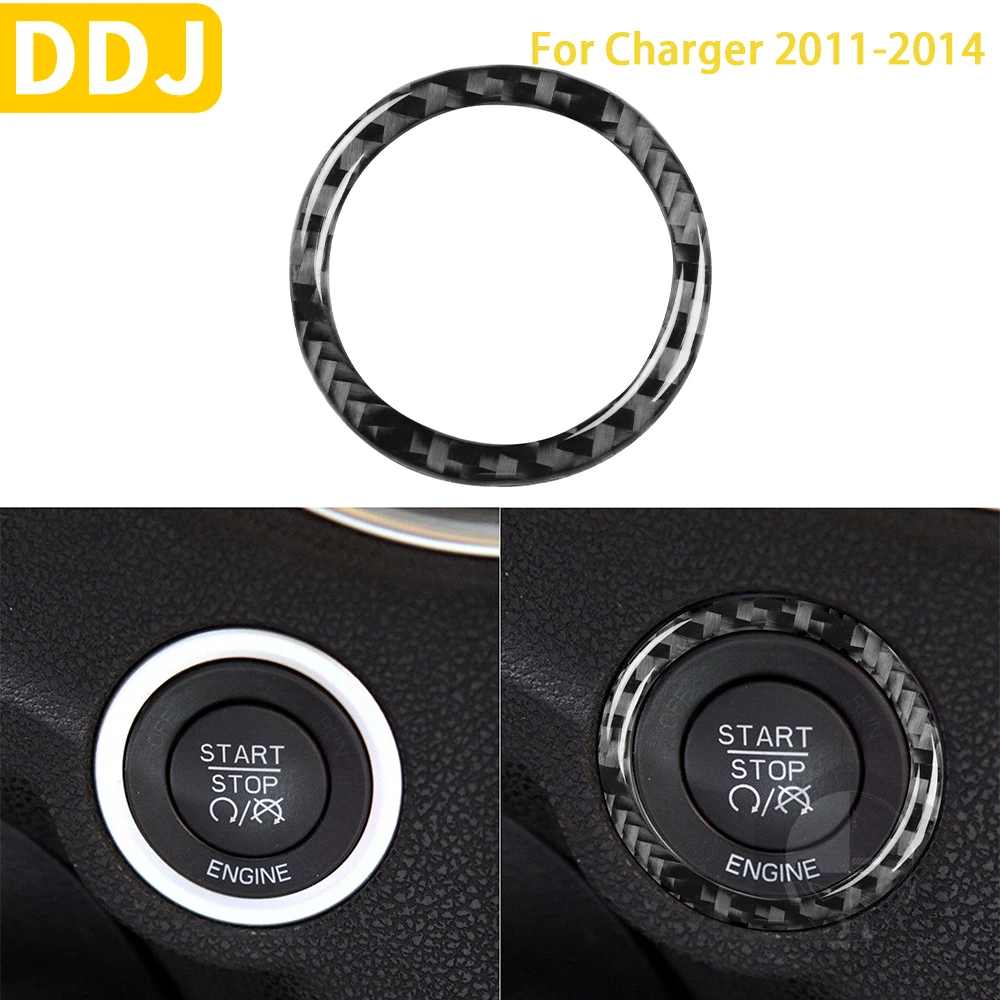 

For Dodge Charger 2011-2014 Carbon Fiber Interior Sticker LD SRT8 Ignition Start Stop Button Frame Cover Ring Car Accessories