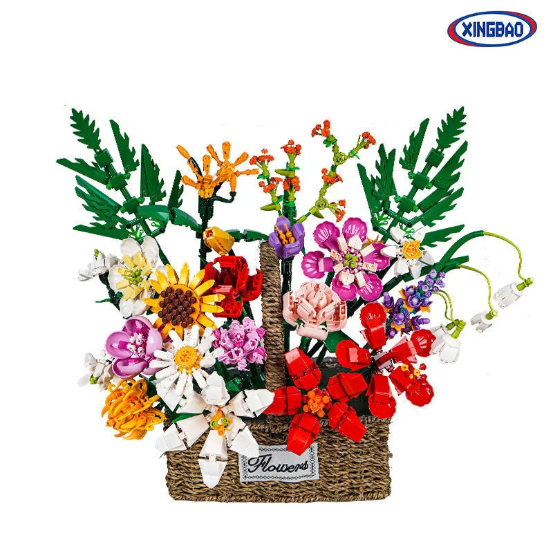 Building Block Bouquet Compatible with Lego Small Particles DIY Flower Decoration Flower Arrangement, Home Ornaments