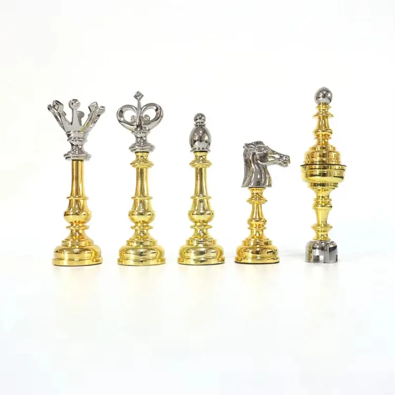 اليدوية المخصصة الذهب الفضة عالية الشفاء سبائك الزنك قطع الشطرنج الفاخرة مجموعة الشطرنج المعدنية لعبة الشطرنج #5