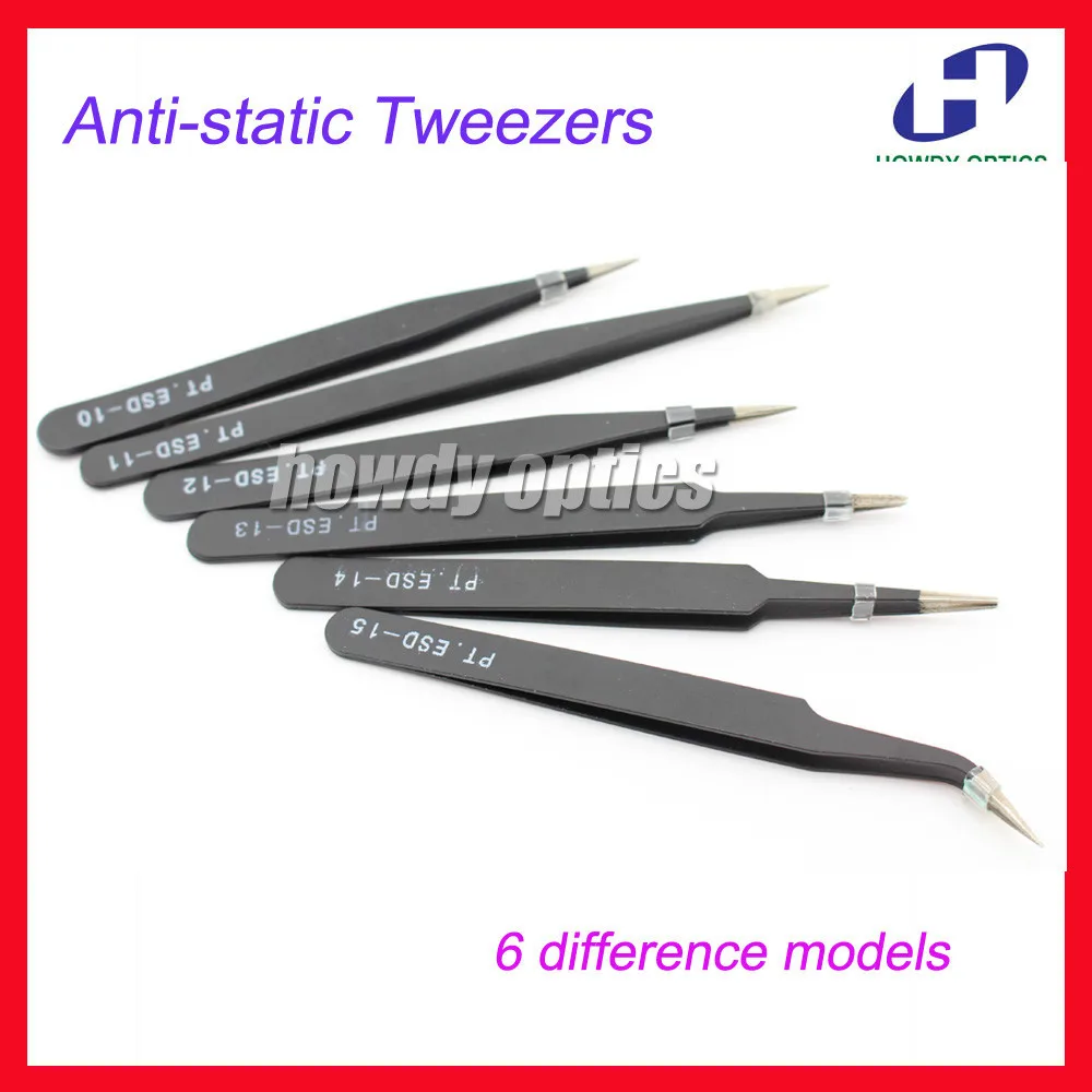 6pcs/lot Tweezer Anti Static Tweezers DIY Clamp Glasses Repair Tool