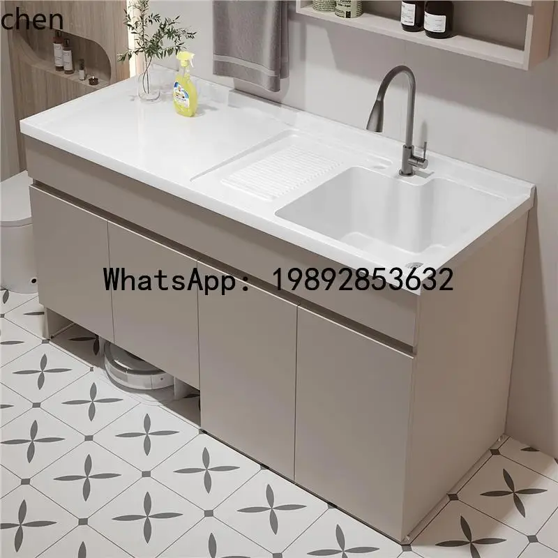 YFY   Honeycomb Aluminum Balcony Washing Machine Sweeper Bathroom Cabinet Washroom Ceramic Basin