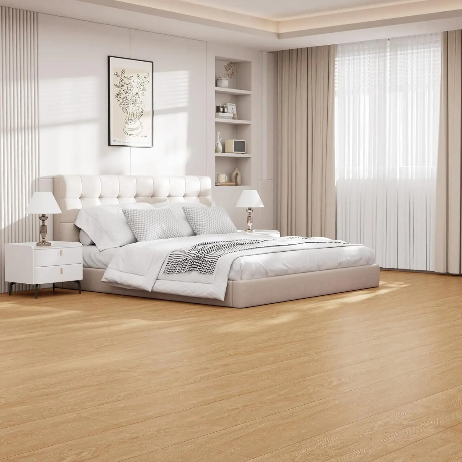 Apartment Thicken Wood Grain Floor Sticker Self-Adhesive Waterproof Tiles Sticker Living Room Bedroom Kitchen Home Decor Sticker