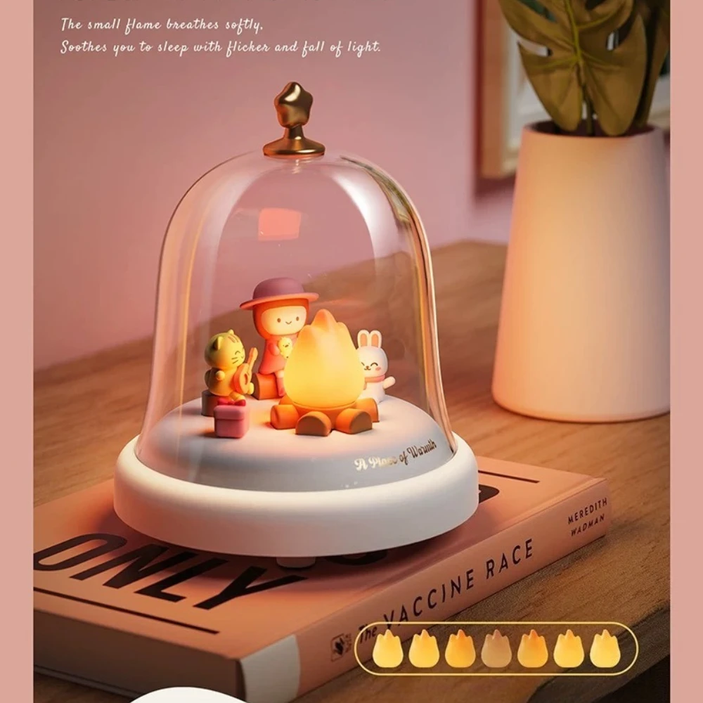 Fairy Tale Campfire Night Light with Music Box, 6 Tunes, Warm Flickering Glow, Dimmable, Desktop Decor for Home, Christmas Gift