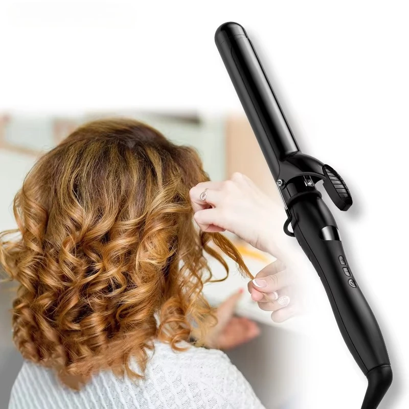 

LCD Display Adjustable Temperature Function Button Non-slip Handle Curling Iron Household