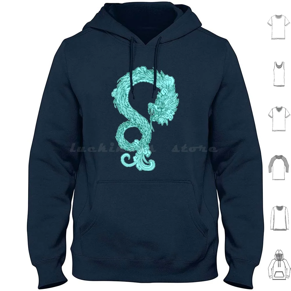 Quetzalcoatl Hoodie Cotton Long Sleeve Quetzalcoatl Aztec Inca Mayan Mexico Peru Mexican Latina Latino Latin America