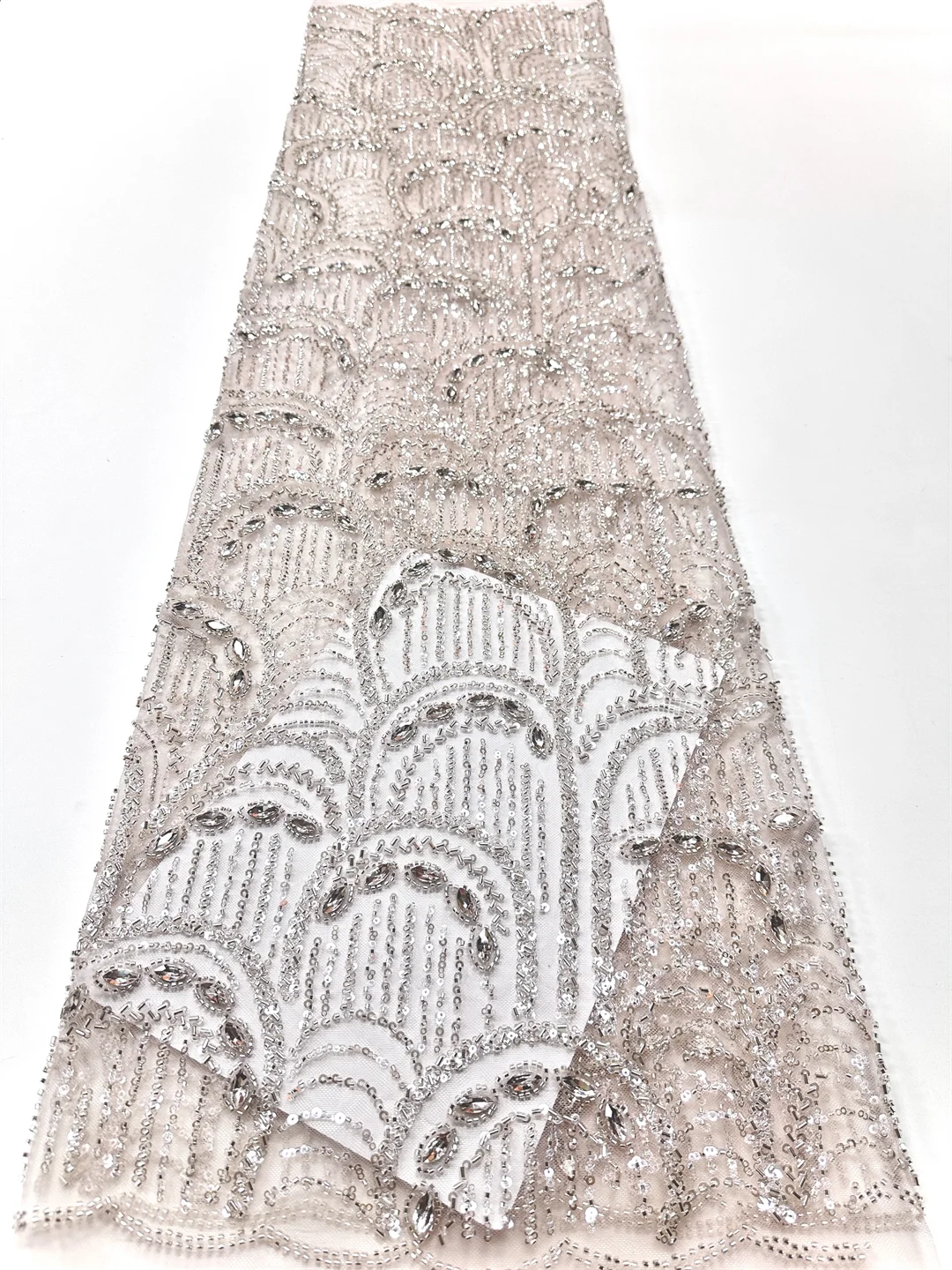 Wholesale African Handmade Beaded Lace Fabric 2026 France Sequins Nigerian Embroidery Bridal Mesh for Sewing