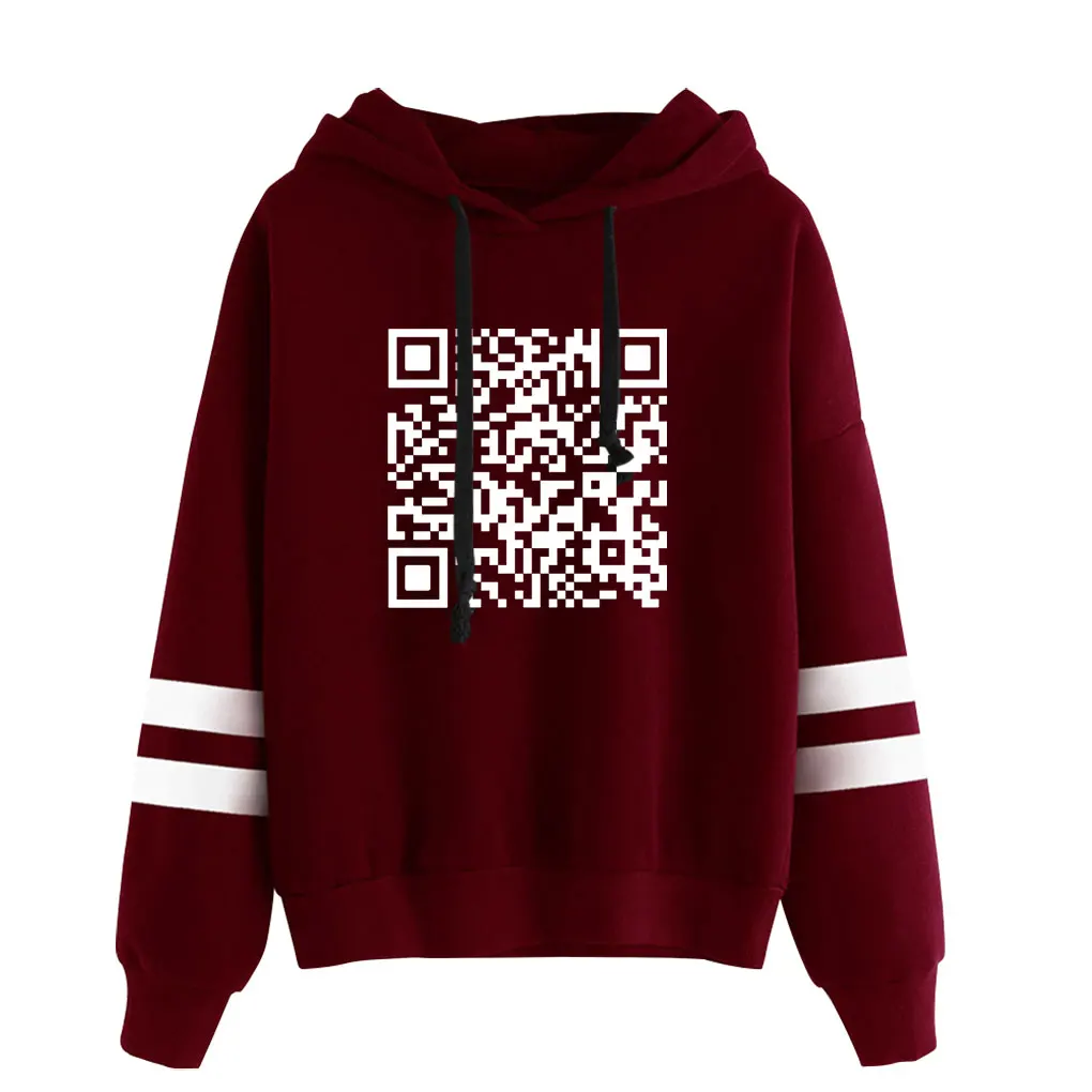 QR Code  Hooded Fu You QR Code  Hooded Funny Christmas hooded Drawstring Pocketless  Sweatshirt Men/women  Novelty Pullover