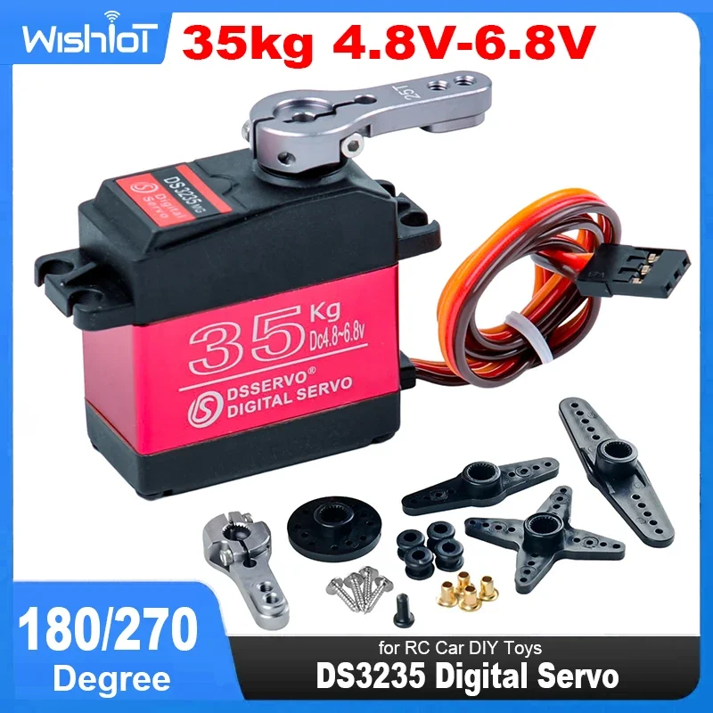 DS3235 Digital Servo 35KG แรงบิดสูง IP66 กันน้ําเกียร์โลหะเต็มรูปแบบสําหรับ 1:8 1:10 1:12 RC รถ Crawler รถหุ่นยนต์ 180/270 °