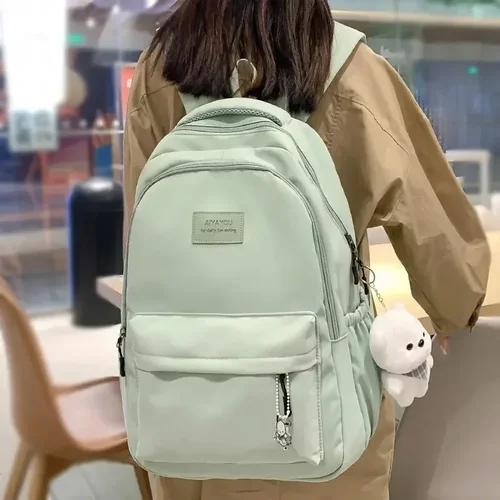 Imagen 1 del producto Mochila impermeable para adolescentes, mochila de nailon, mochila de moda para chica, bolso de hombro para mujer, mochila escolar negra para escuela secundaria