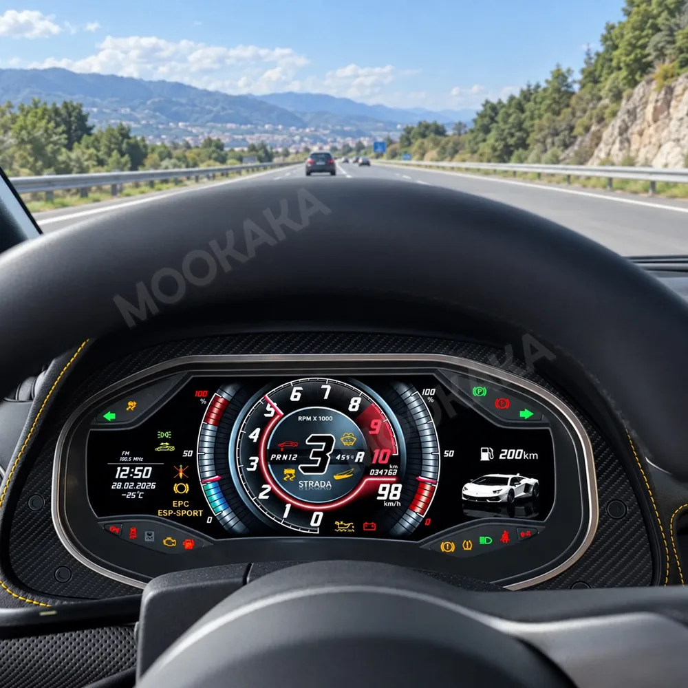LCD Digital Cluster Virtual Cockpit For Lamborghini Gallardo 2003-2013 Auto Instrument Dashboard Speedometer Plug and Play Linux