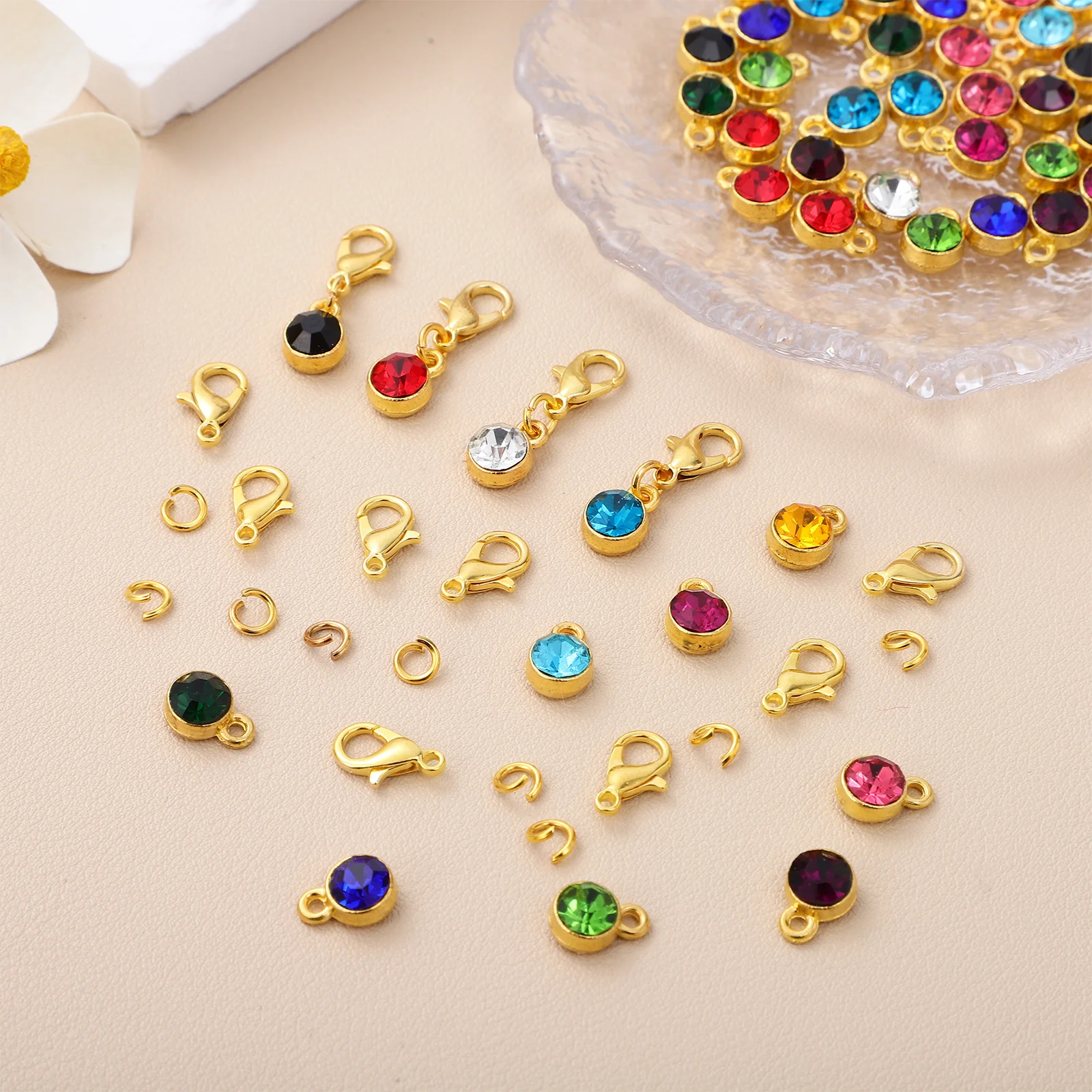 

48 pcs Pendant Multiple Colors For Diy Jewelry Charm Bracelet Jewelry Birth Stone Decor Necklace Earring Keychain Making Charms
