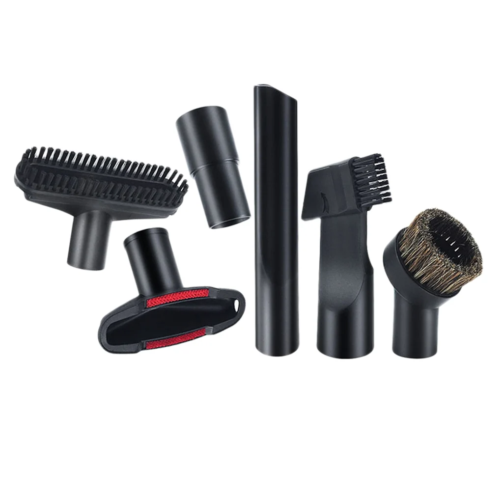 6 Piece Wet Dry Vacuum Cleaner Attachment Kit with Crevice Tool and Round Brush for Household Dusting Needs