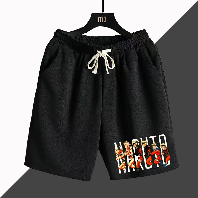

Cotton Men's Shorts Pop Japanese Anime Ninja Print Men's Sports Casual Pants Fitness Running Loose Quarter Pants