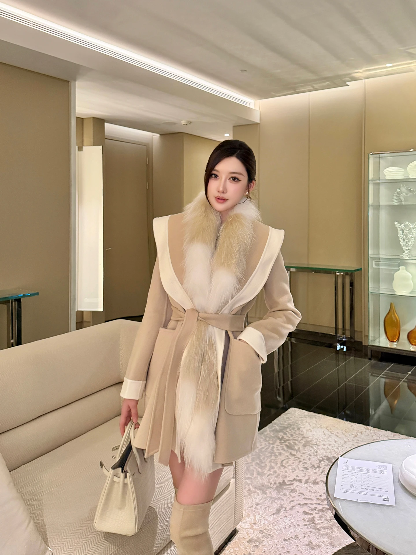 

Пальто Sx Anxi из премиальной шерсти, двубортное, свободного кроя, с поясом на талии, в корейском стиле, для повседневной носки, теплое