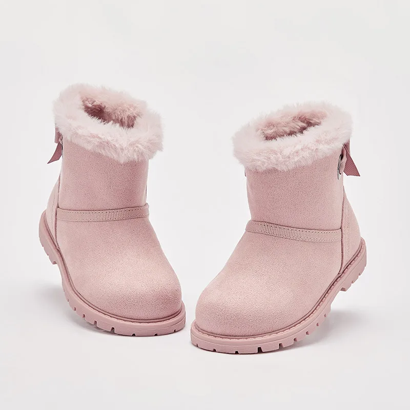 Dave Bella Winter Children Plush Shoes Boy Girls Fashion Boots Plush Kids Shoes Flat Slip on Warm Girls Short Boots DB4243947