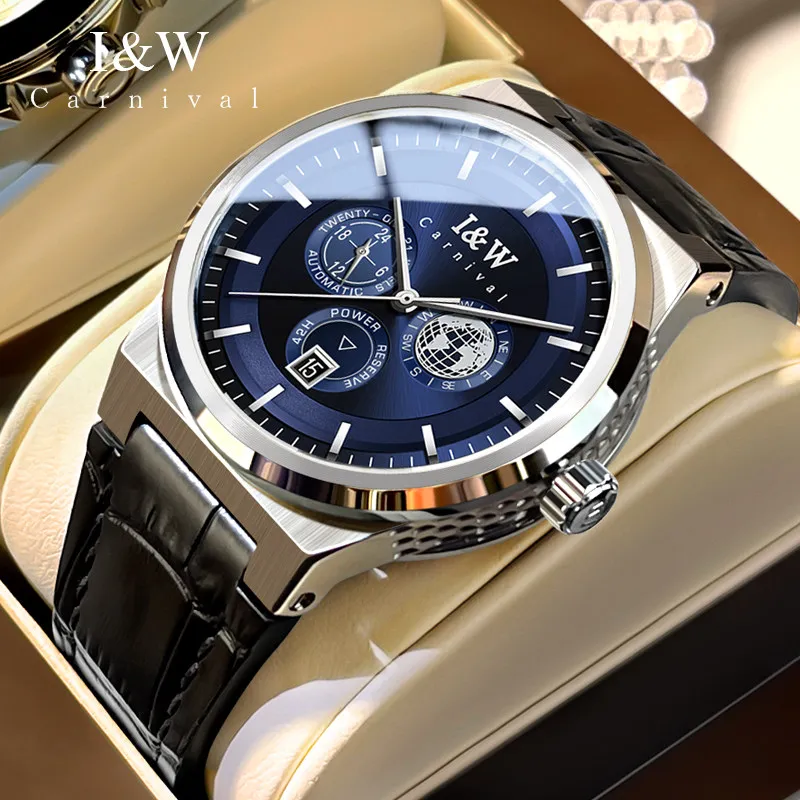 Carnival Brand I&W High-End Series MIYOTA Movement Mechanical Watch Men 50M Waterproof Week Date Luxury Sapphire Watches Mens