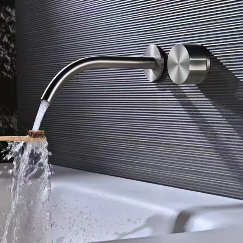 All-copper concealed washbasin faucet hot and cold wall out pre-embedded wall washbasin faucet