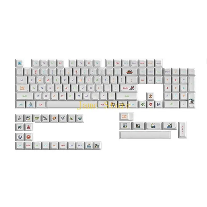 LX0B LDA PBT Keycaps Ocean World Cartoon Dye Sub for MX-Switches Mechanical Keyboard