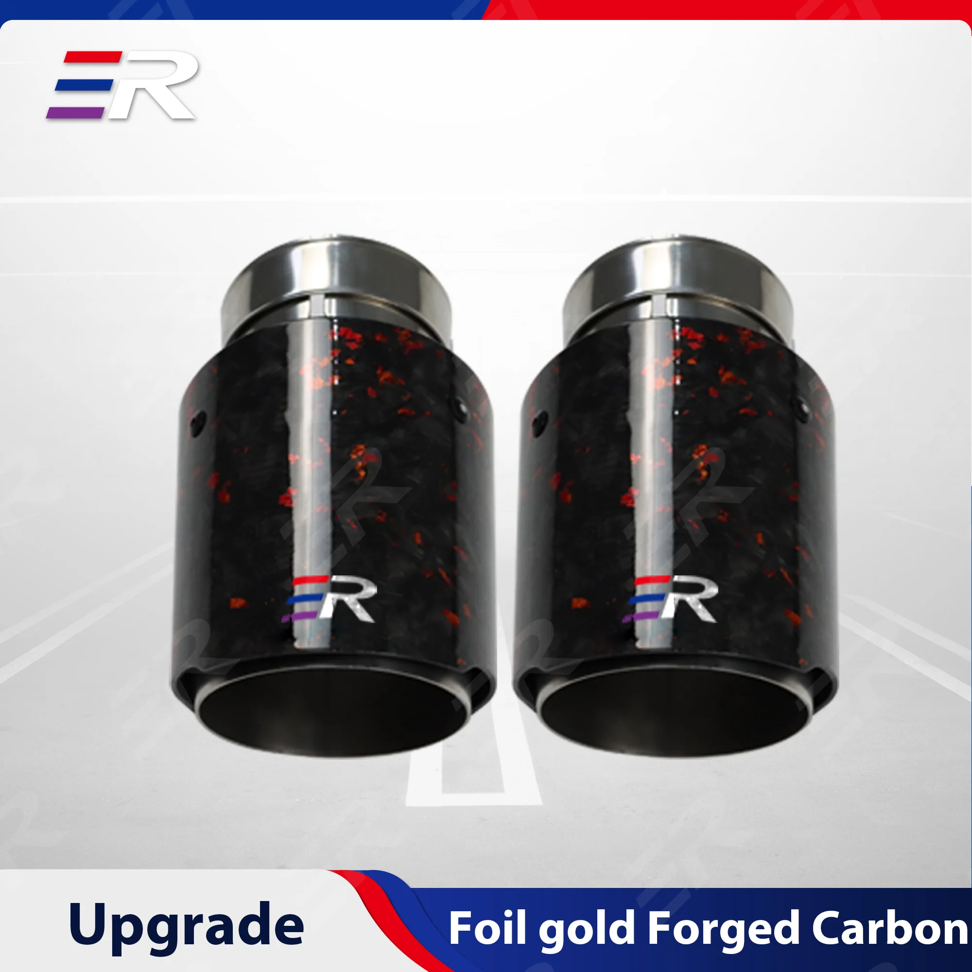 ER Foil gold Forged Carbon Upgrade Exhaust Tip Universal Nozzle for car accsesories stainless Muffler Tail Tips Modify