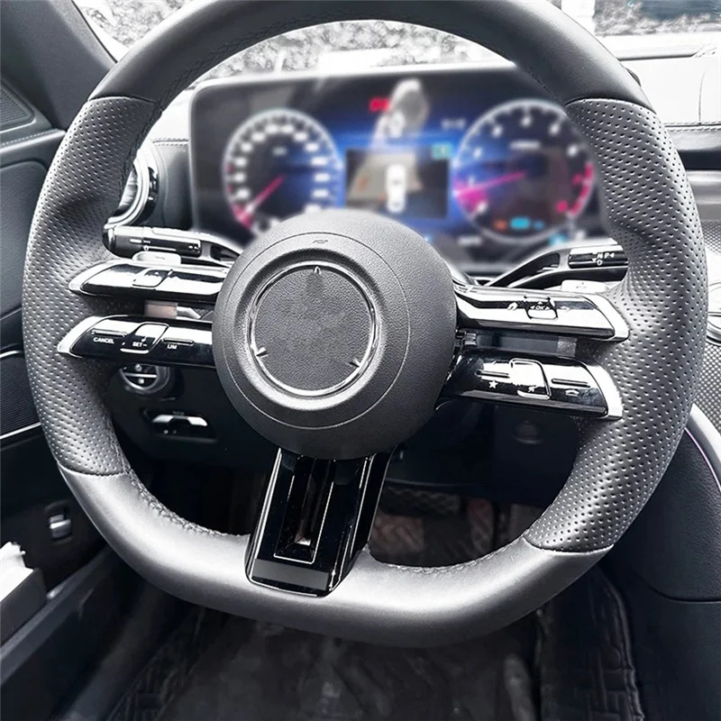 

Car Black Steering Wheel Cover Trim Frame For Mercedes Benz C E S Class W206 W213 W223 AMG Style 2021-2022 Replacement