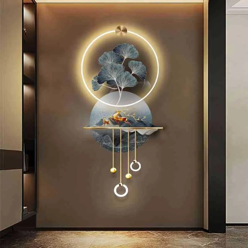 Elk Entrance Decoration Painting,corridor,three-dimensional Hanging Painting,LED Lights,high-end Entrance Facing Wall Mural