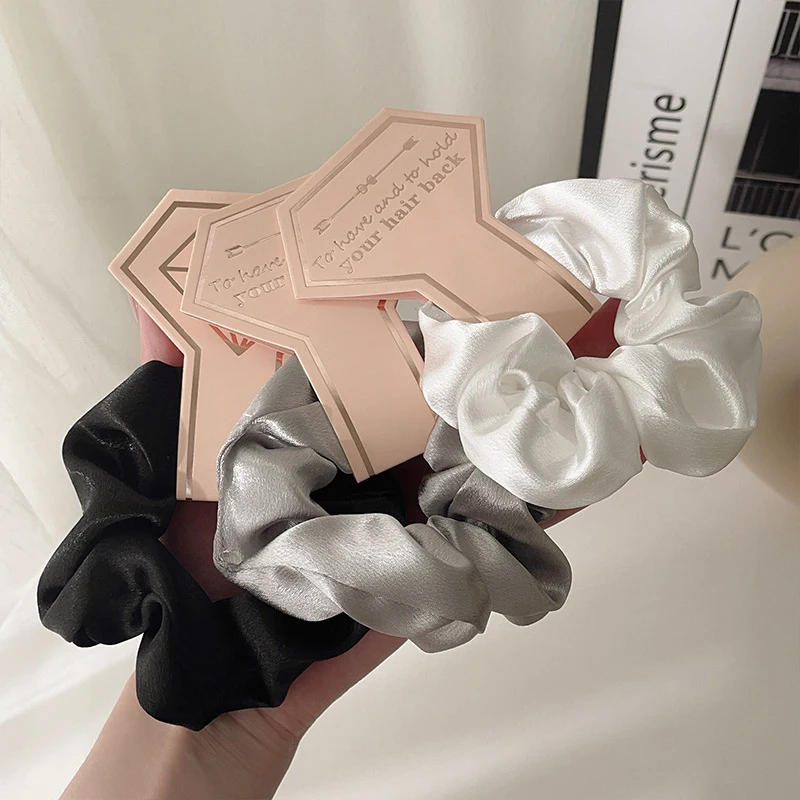 Solid Color Bridal Hair Accessories Large Intestine Loop Cloth Satin Hair Rope Scrunchies Elastic Hair Ring Female Hair Ties