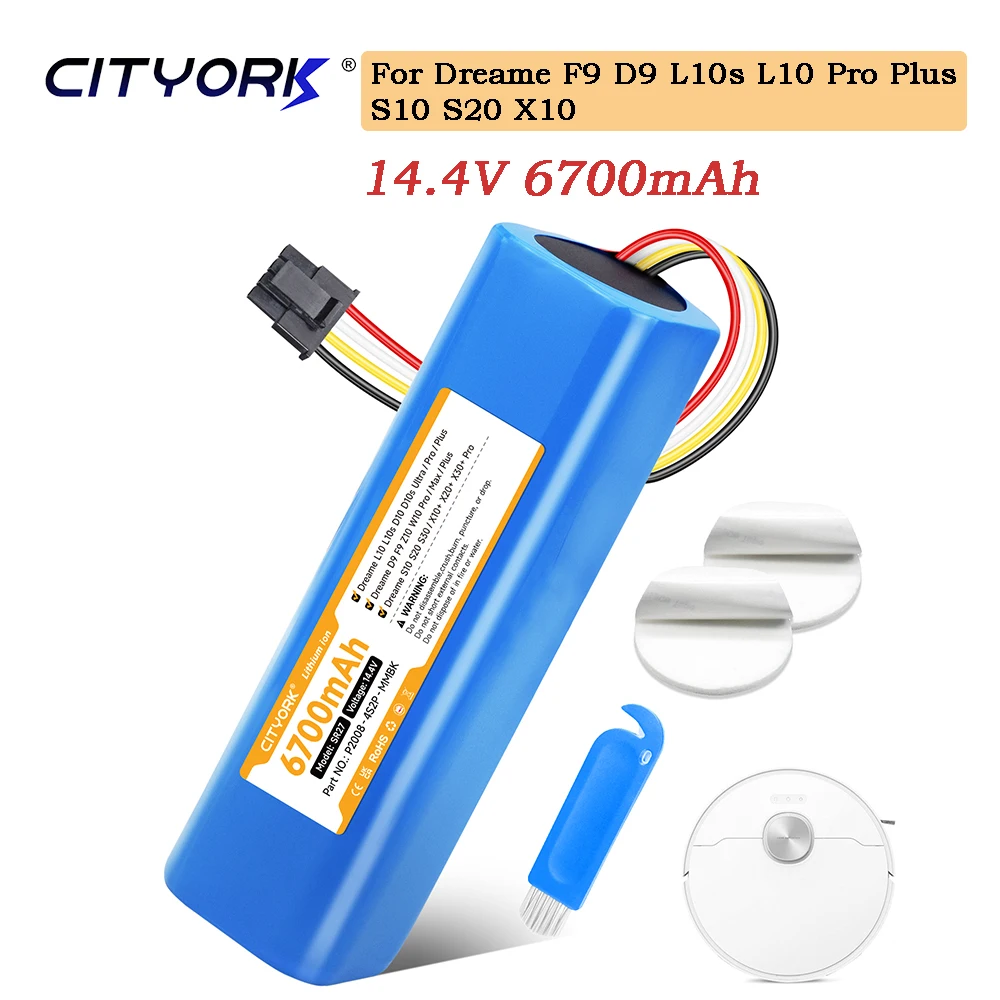 14.4V Battery For Dreame F9 D9 Z10 Pro D10s L10s L10 D10 Plus D9 Max S10 Robot Vacuum Cleaner Rechargeable Lithium‑ion Battery