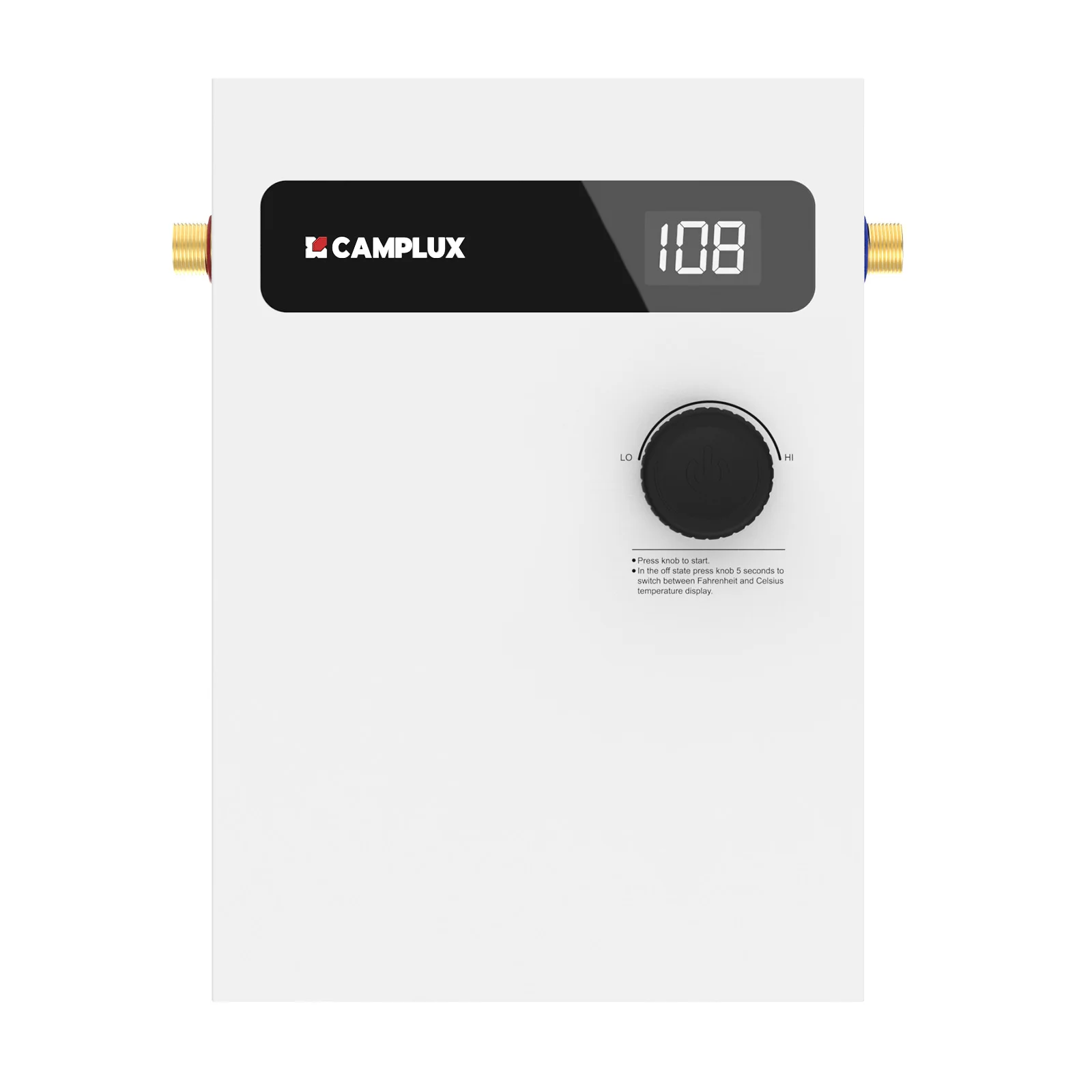 CAMPLUX 8kW 240V Calentador de agua eléctrico sin tanque Instant On Demand Autodulante Ahorro de energía Punto de uso lateral