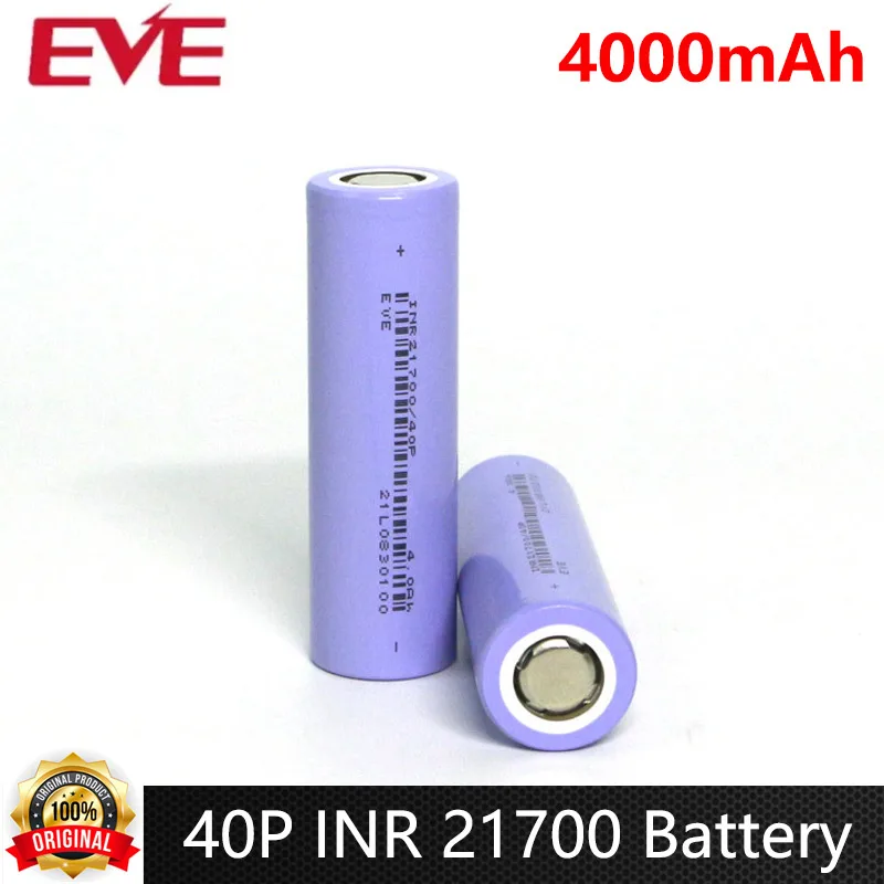 Original EVE 40P INR 21700 Battery 4000mAh 3.6V Rechargeable Lithium Ion Battery Power Cell For Energy Storage Battery Pack Toys