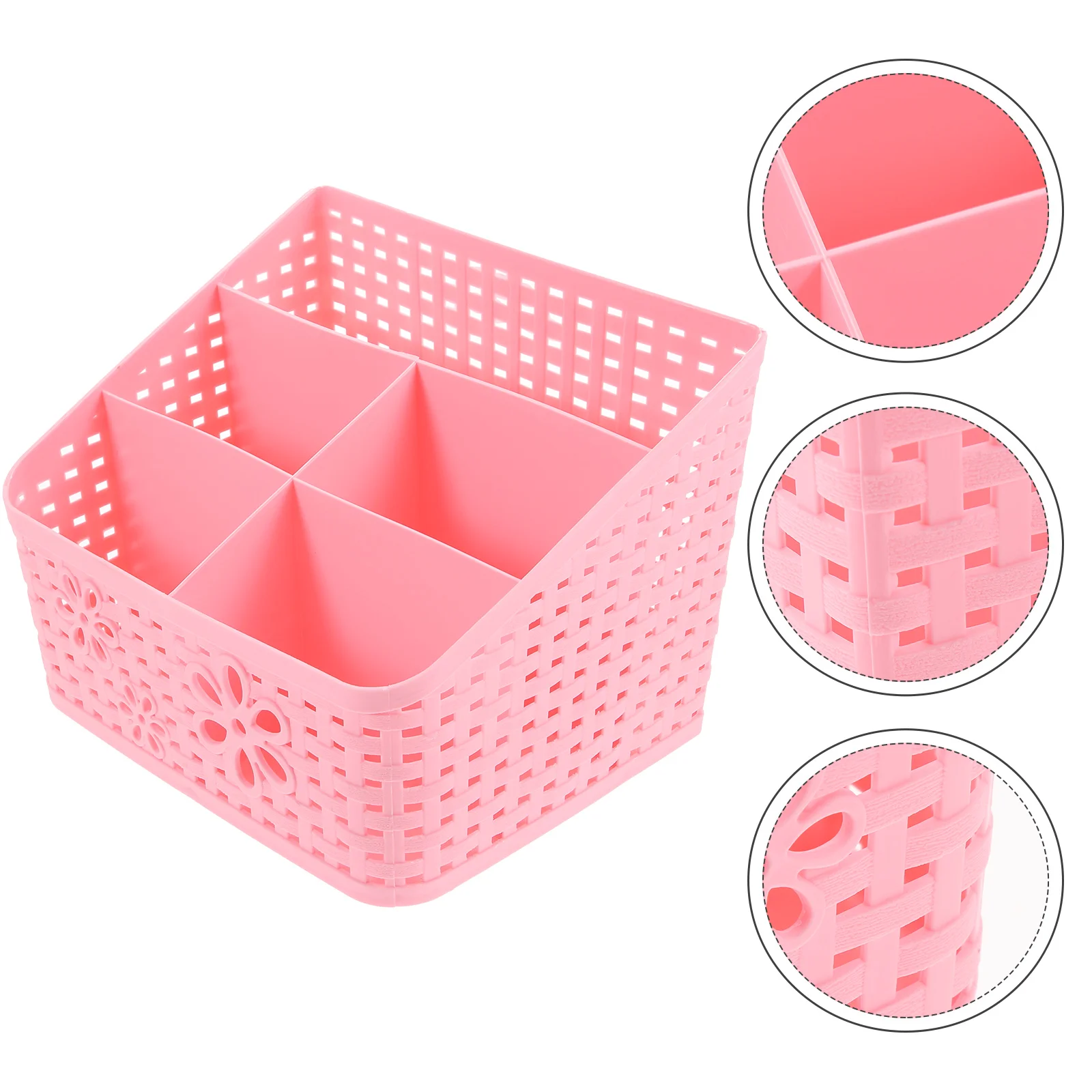 

Plastic Storage Box Hollow Design Stackable Basket 5 Compartments Desk Organizer Storage Container Files Folder
